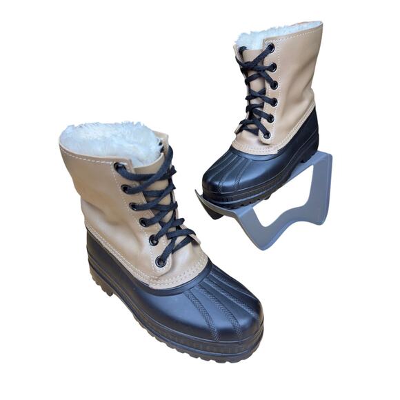 Sorel All Weather Supreme Leather Boots Shoes With Liner Canada Tan Black Mens 6 - Picture 1 of 9